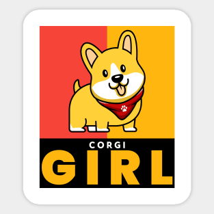 CORGI Girl Cute Dog Sticker